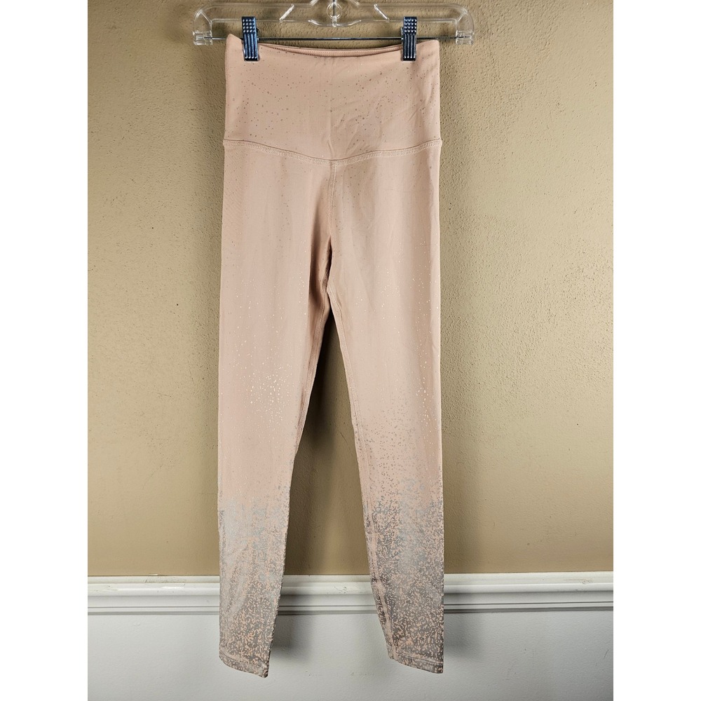 Beyond Yoga Womens Pink Drip Dot High Waisted Midi Leggings Small